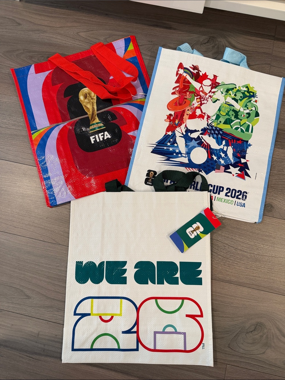 Set of 3 FIFA World Cup 2026 Reusable Tote Bags Official Licensed NWT